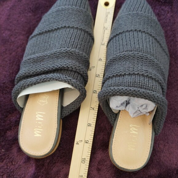 Miim Women's Grey leather sweater Loafers - Picture 4 of 6